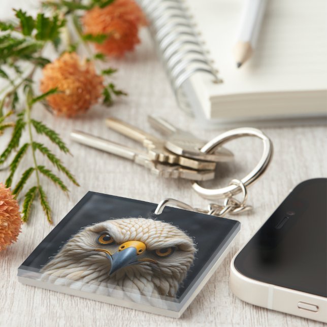 Felted Bird Portrait Key Ring (Front Right)