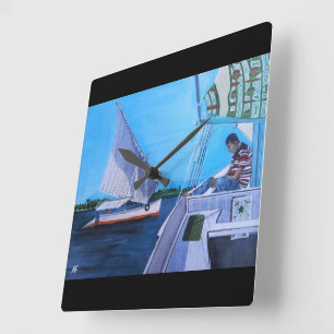 Feluccas on the Nile Painting by Alfred Fox Square Wall Clock
