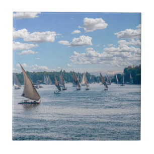 Feluccas sailing along the Nile - Aswan, Egypt Tile