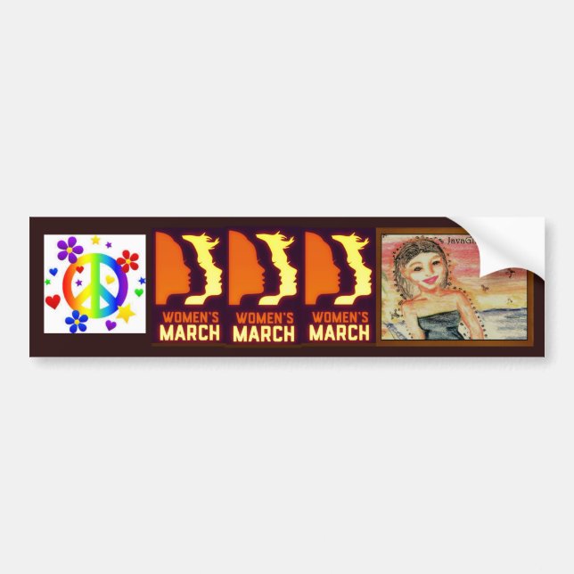 Fem bumbersticker, women's march, plus - bumper sticker (Front)
