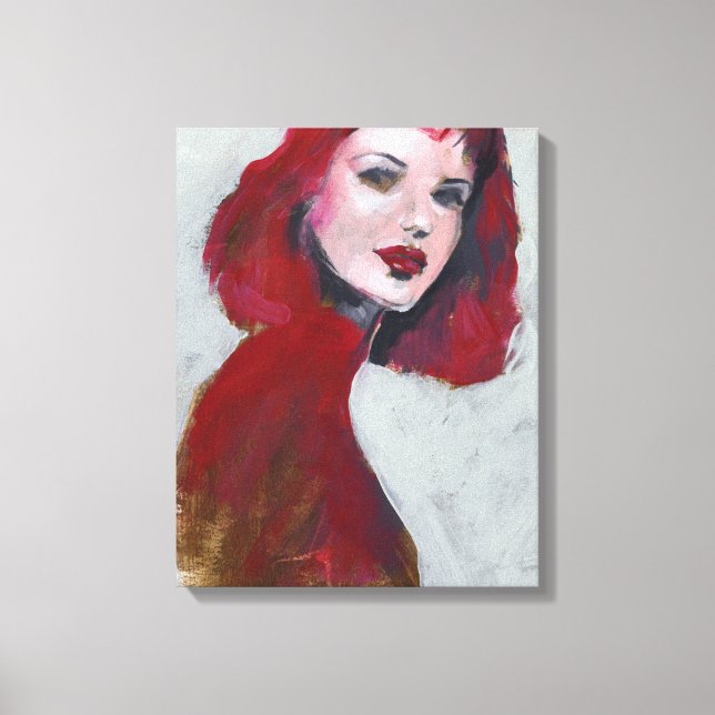 Fem Portrait - Red Canvas Print (Front)