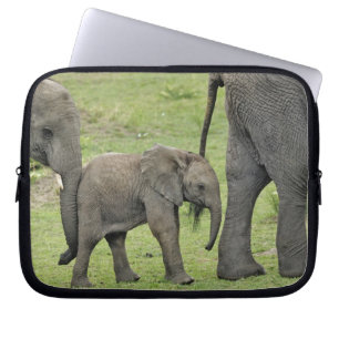 Female African Elephant with Baby Laptop Sleeve