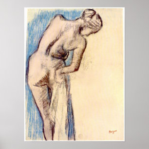 Female after the bath by Edgar Degas Poster