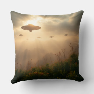 Female Alien Holding Kittens Cushion