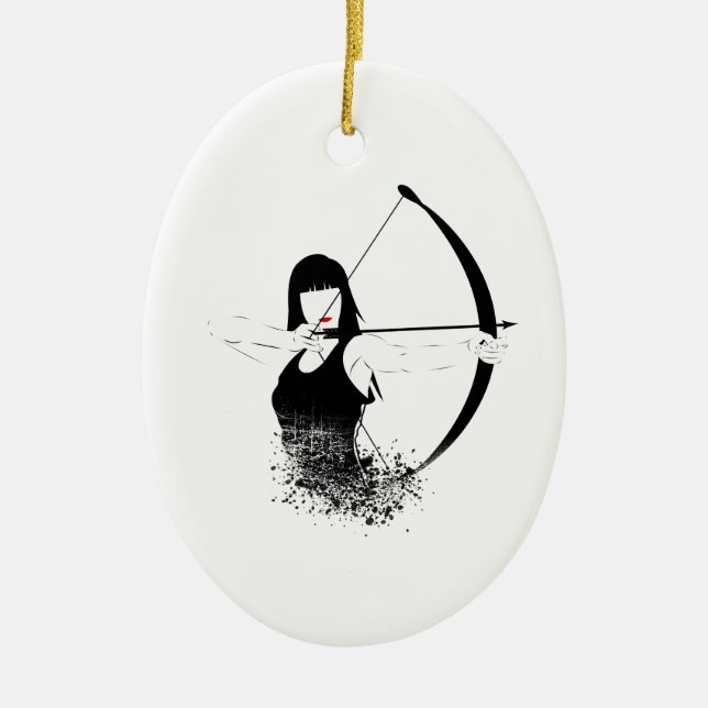 Female Archer Ceramic Tree Decoration (Front)