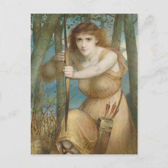 Female archer hunting in the woods CC1173 Hallé Postcard (Front)