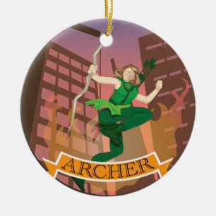 Female Archer Illustration Ornament