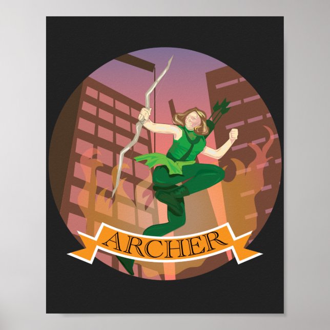 Female Archer Illustration Poster (Front)