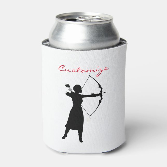 Female Archer Silhouette Thunder_Cove Can Cooler (Can Front)