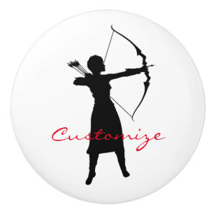 Female Archer Silhouette Thunder_Cove Ceramic Knob