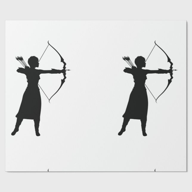 Female Archer Silhouette Thunder_Cove Wrapping Paper (Flat)