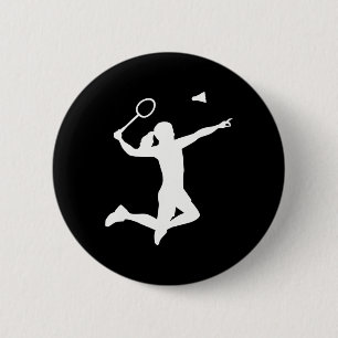 Female Badminton Player 6 Cm Round Badge