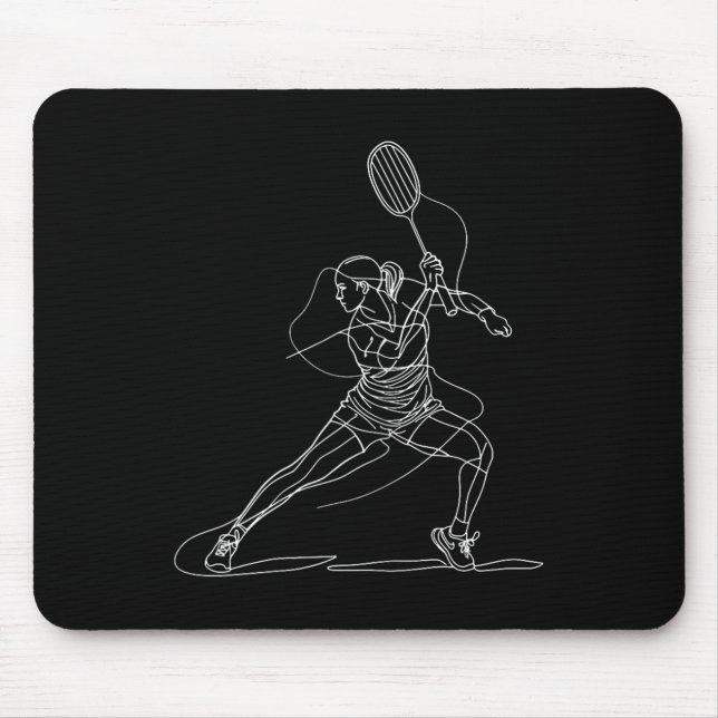 Female Badminton Player Drawing Shuttle Game For G Mouse Pad (Front)