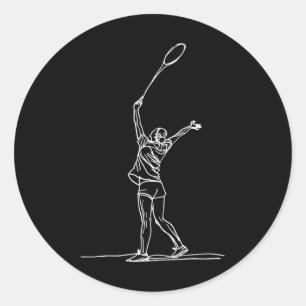 Female Badmintonist Sketch Shuttle  Classic Round Sticker