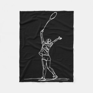 Female Badmintonist Sketch Shuttle  Fleece Blanket