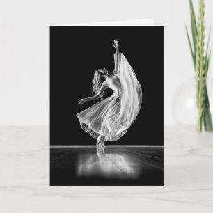 FEMALE BAREFOOTED BALLET DANCER - BLACK AND WHITE CARD