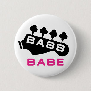 Female Bass Player 6 Cm Round Badge