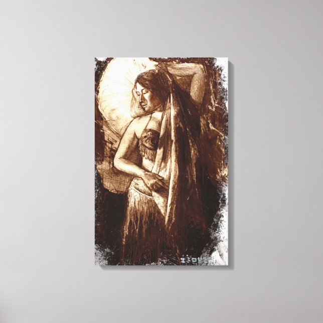 Female Belly Dancer with a Veil Canvas Print (Front)