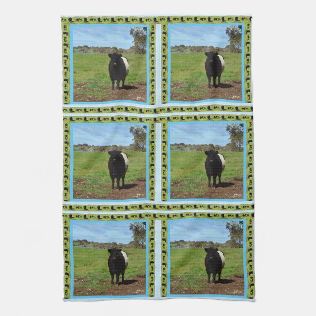 Female Belted Galloway Cow, Tea Towel (Vertical)