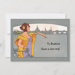 Female bike rider bicycle trip announcement