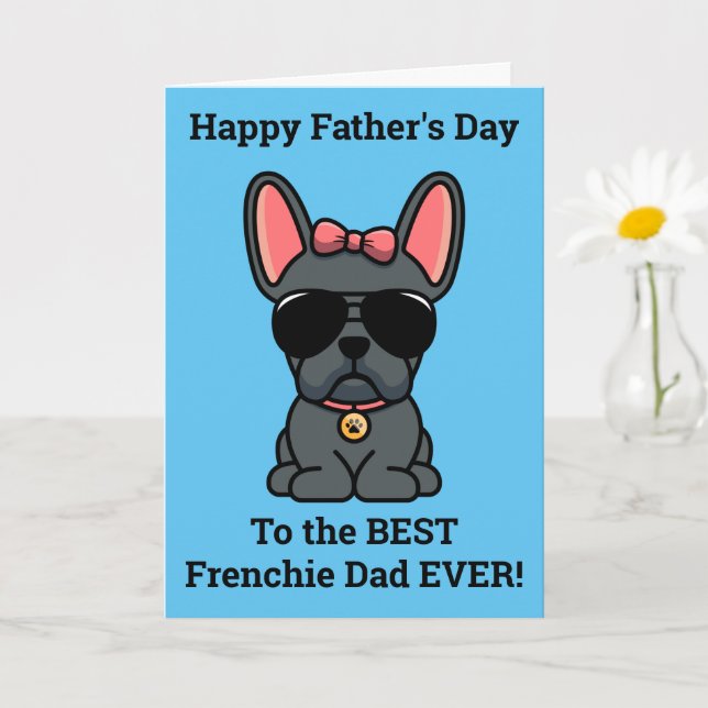 Female Blue French Bulldog Father's Day Card (Small Plant)