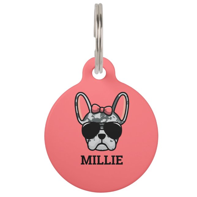 Female Blue Merle French Bulldog Pet ID Tag (Front)