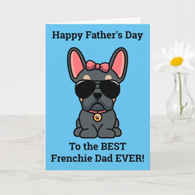 Female Blue Tan French Bulldog Father's Day Card (Small Plant)