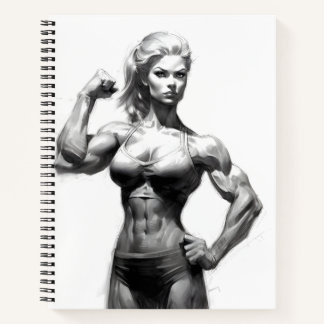Female Bodybuilder Flexing Her Muscles Figure Notebook
