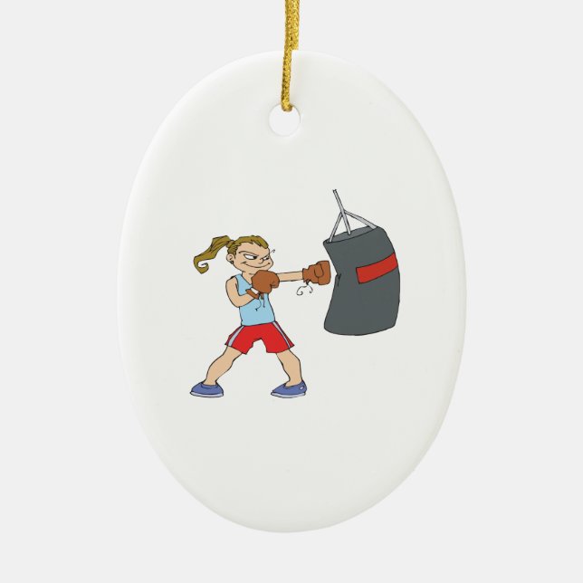 Female Boxer Ceramic Tree Decoration (Front)