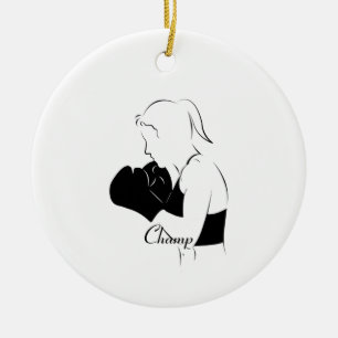 Female Boxer Champ Ceramic Tree Decoration