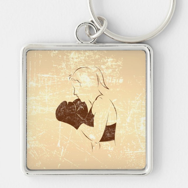 Female Boxer Distressed Look Key Ring (Front)