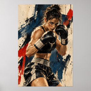 Female Boxer Fighting Stance Contemporary Boxing W Poster