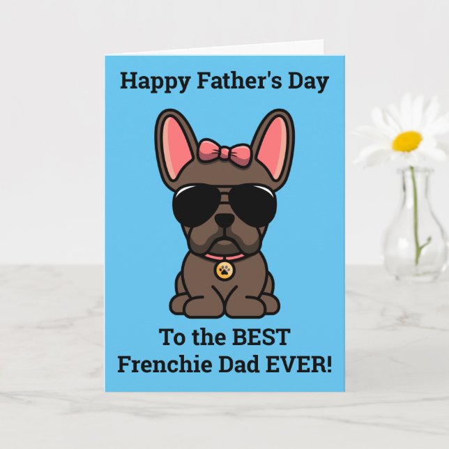 Female Brown French Bulldog Father's Day Card (Small Plant)