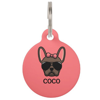 Female Brown French Bulldog Pet ID Tag
