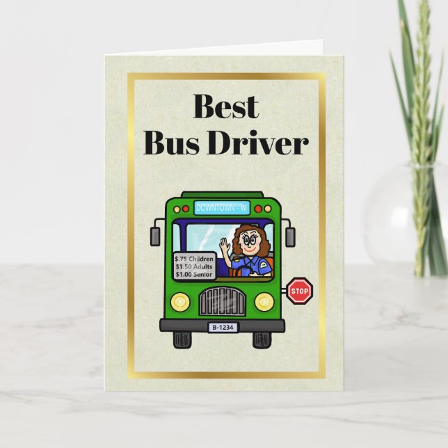 Female Bus Driver Thank You Card (Front)