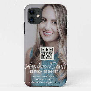 Female business boss add photo name q r code text Case-Mate iPhone case