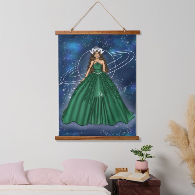Female Capricorn Goddess Fashion Illustration Hanging Tapestry (Bedroom)