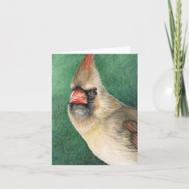 Female Cardinal Art Note Card (Front)