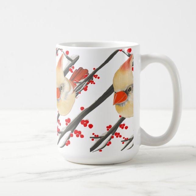 Female Cardinal Christmas Coffee Mug (Right)