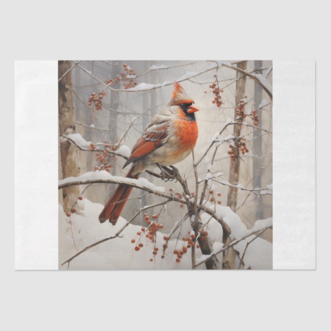 Female Cardinal in Winter Tissue Paper (Front)