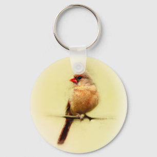 Female Cardinal Songbird Key Ring