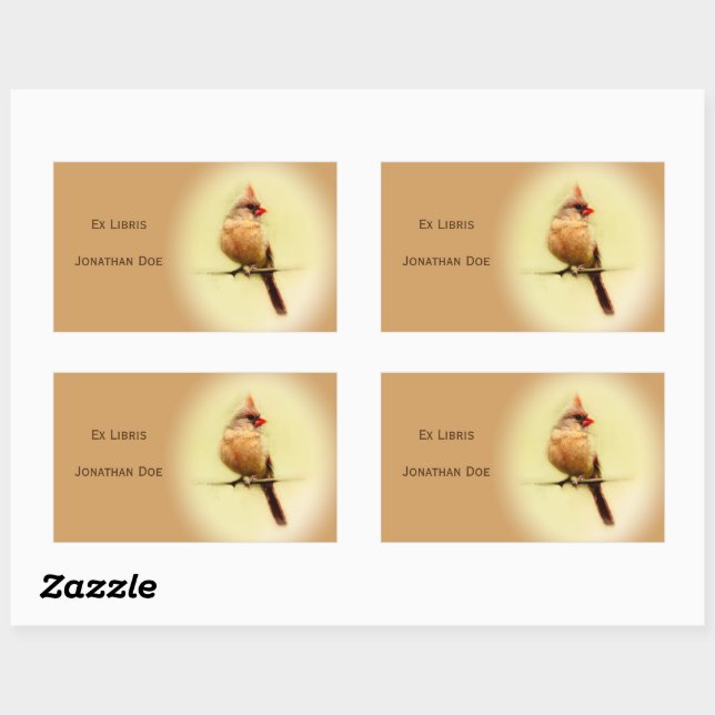 Female Cardinal Songbird Rectangular Sticker (Sheet)