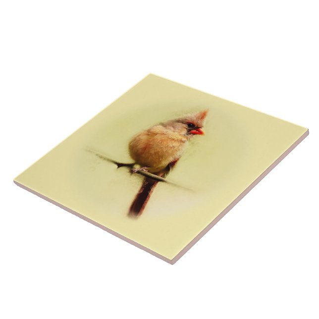 Female Cardinal Songbird Tile (Side)