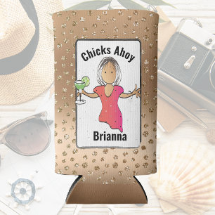 Female Cartoon Chicks Ahoy Girls Trip              Seltzer Can Cooler