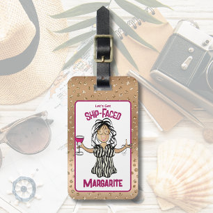 Female Cartoon Funny Saying Cruise Beach Vacation  Luggage Tag
