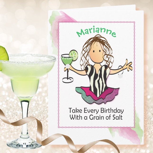  Female Cartoon Margarita Funny Saying Birthday Card (Creator Uploaded)