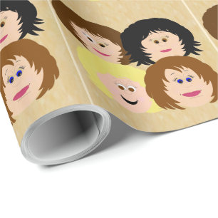Female Character Face (brown hair) Wrapping Paper