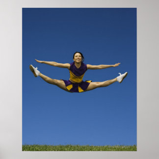 Female cheerleader jumping in air 3 poster