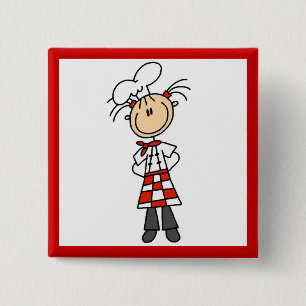 Female Chef 15 Cm Square Badge