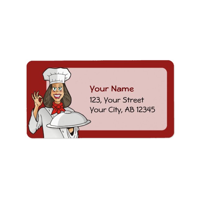 Female Chef Cooking Label (Front)